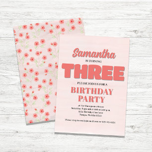 Plantilla de Fiesta de Chica de tercer cumpleaños