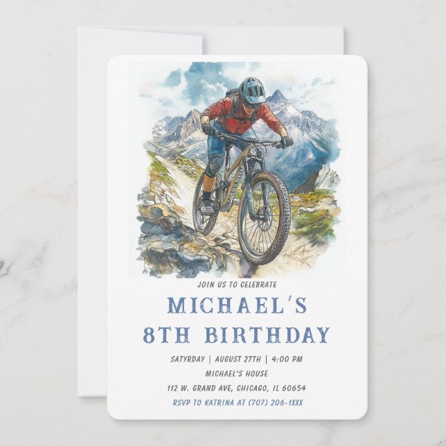 Plantilla de Fiesta de Cumpleaños número 8 de Bici (Anverso)