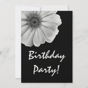 Plantilla de fiesta de cumpleaños White Daisy negr