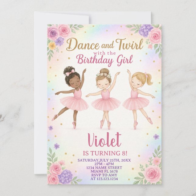 Plantilla de Fiesta de danza rosa editable (Anverso)