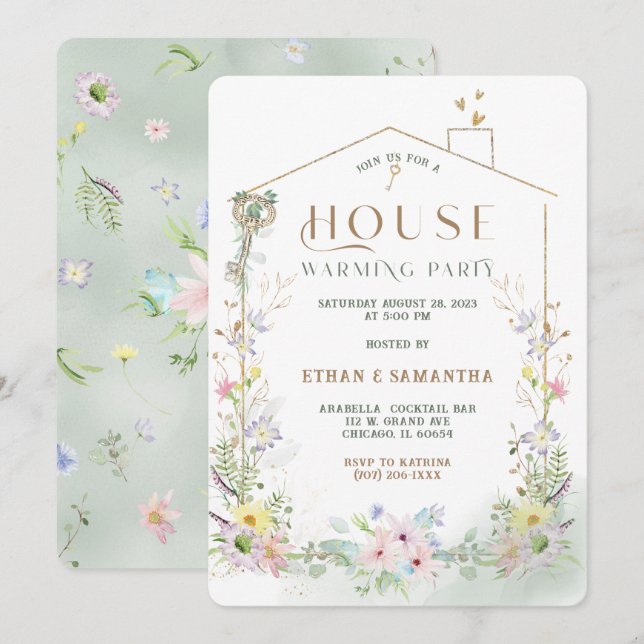 Plantilla de fiesta de inauguración de la casa de  (Anverso / Reverso)