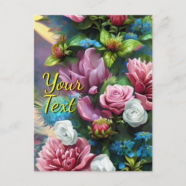Plantilla de Flores mixtas de texto Personalizado  (Anverso)