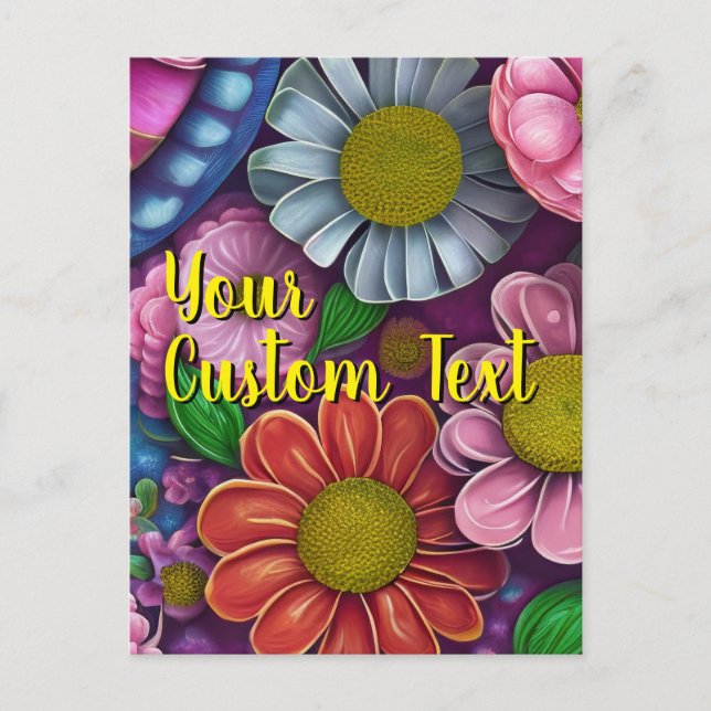 Plantilla de Flores mixtas de texto Personalizado  (Anverso)