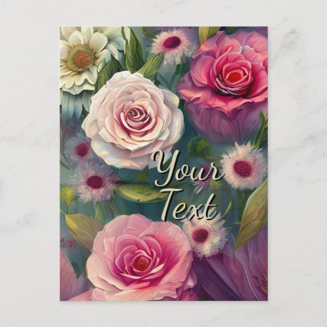 Plantilla de Flores mixtas de texto Personalizado  (Anverso)