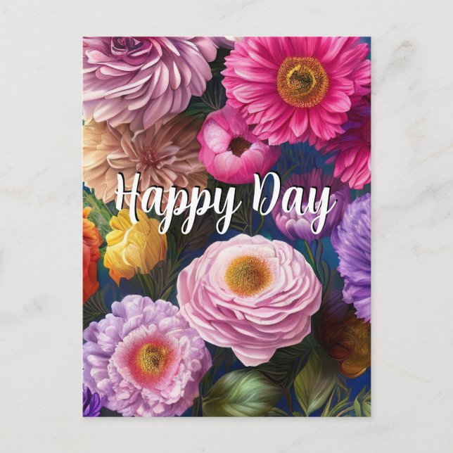 Plantilla de flores mixtas de texto personalizado  (Anverso)
