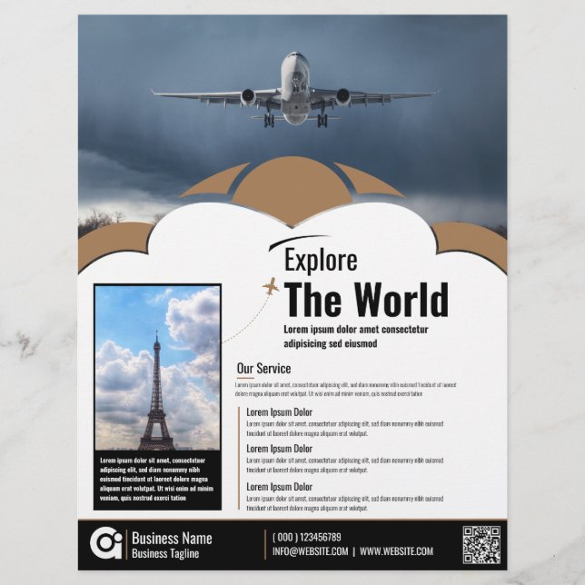 Plantilla de Flyer Brown de la Agencia de Viajes (Frente)
