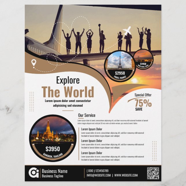 Plantilla de Flyer Brown de la Agencia de Viajes (Frente)