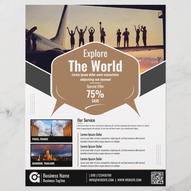 Plantilla de Flyer Brown de la Agencia de Viajes (Frente)