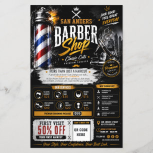 Plantilla de folleto de barbería editable   Diseño