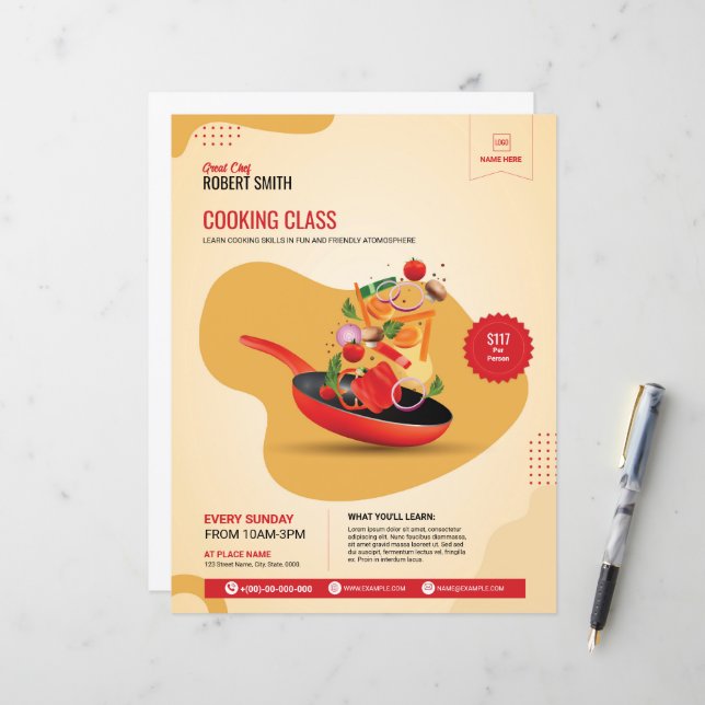 Plantilla de Folleto de Clase de Cocina (Anverso/Reverso In Situ)