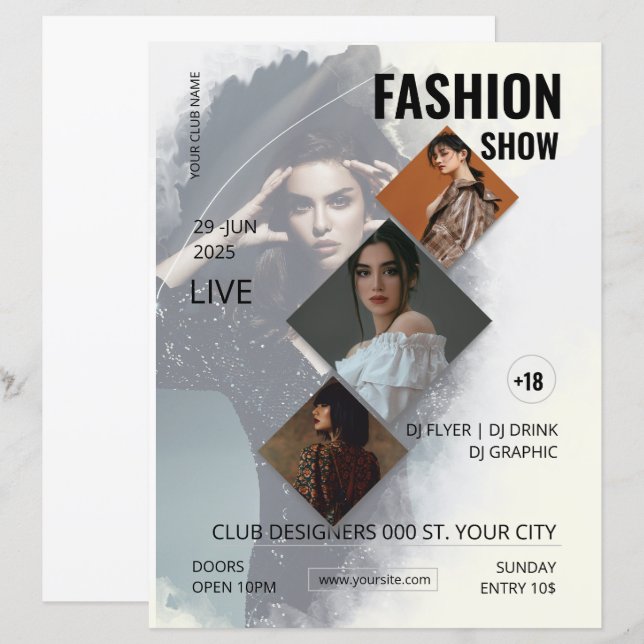 Plantilla de folleto de desfile de moda  (Anverso / Reverso)