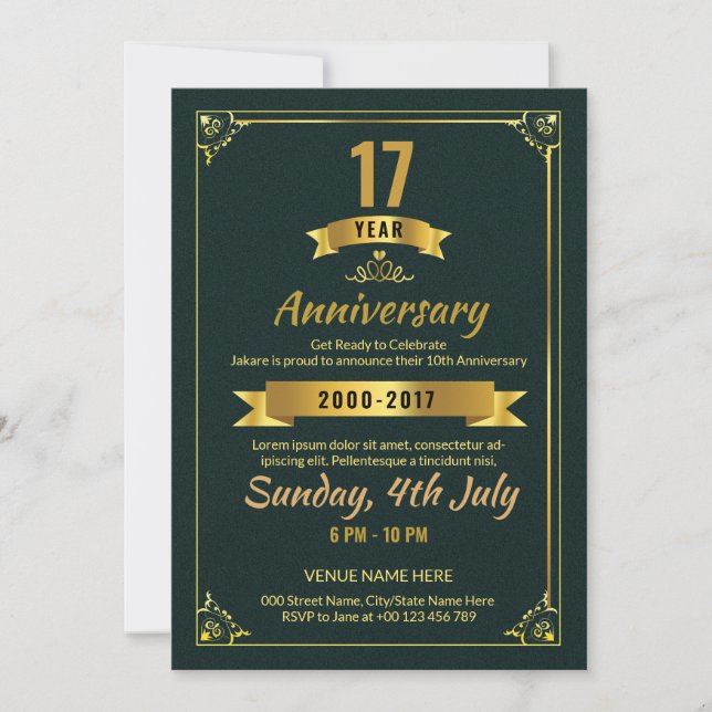 Plantilla de Folleto de Invitación de Aniversario (Anverso)