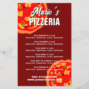 Plantilla de folleto de menú de restaurante de piz