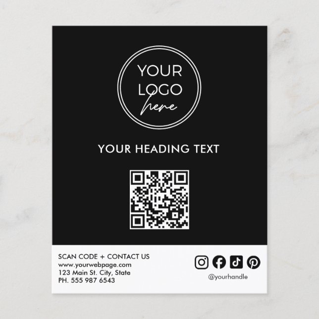 Plantilla de folleto de negocios con código QR de  (Frente)