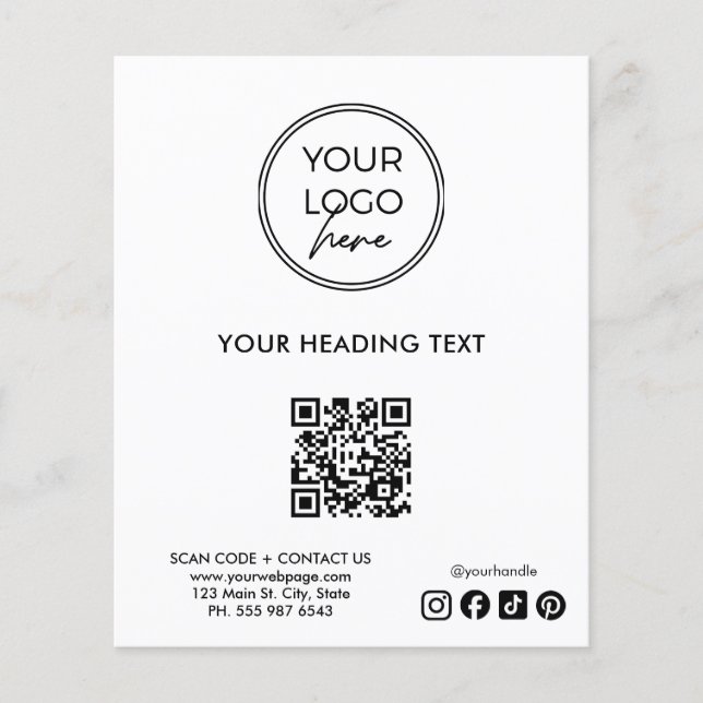 Plantilla de folleto de negocios con código QR de  (Frente)