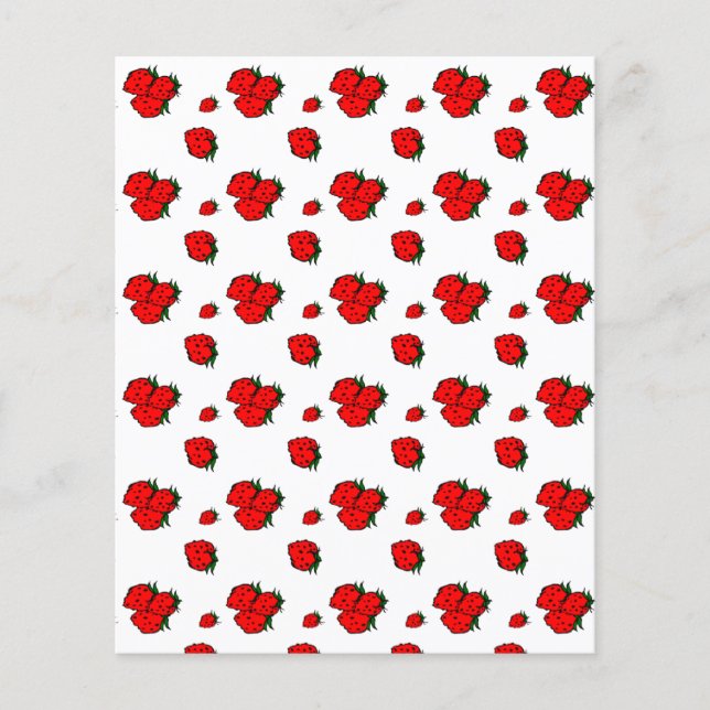 Plantilla de folleto de papel con patrón de fresas (Frente)