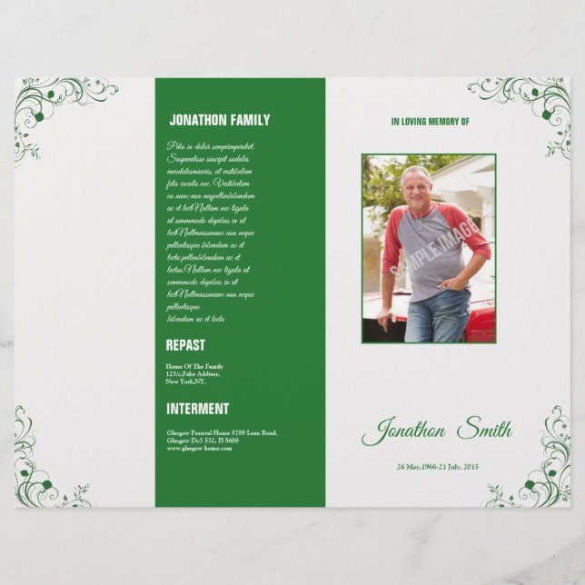 Plantilla de Folleto de Programa de Funeral (Frente)