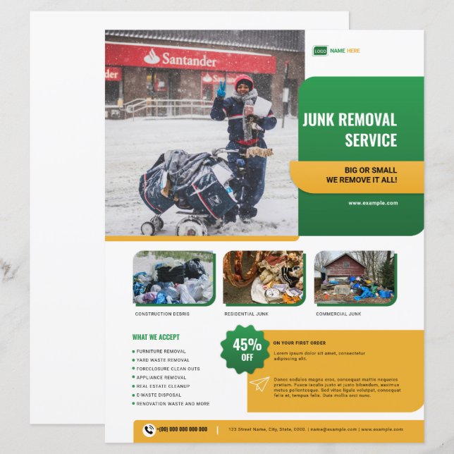 Plantilla de Folleto de Servicios de Eliminación d (Anverso / Reverso)