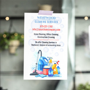Plantilla de folleto de servicios de limpieza para