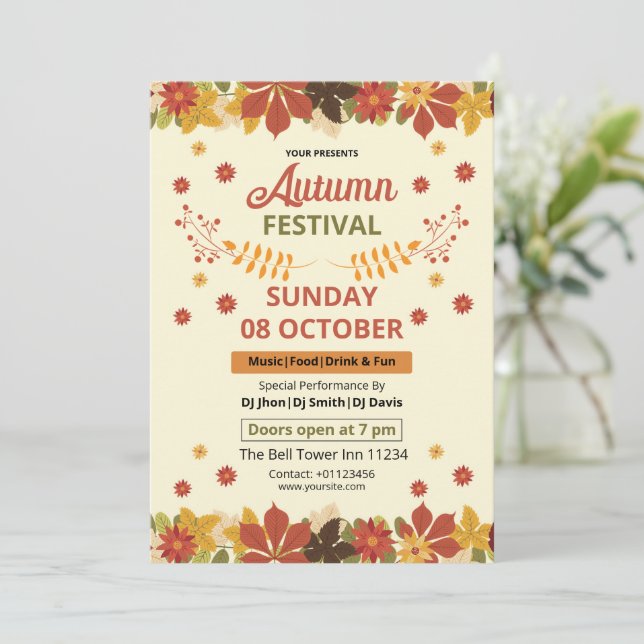 Plantilla de Folleto del Festival de Otoño | Invit (Anverso de pie)