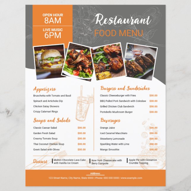 Plantilla de folleto del menú del restaurante (Anverso)