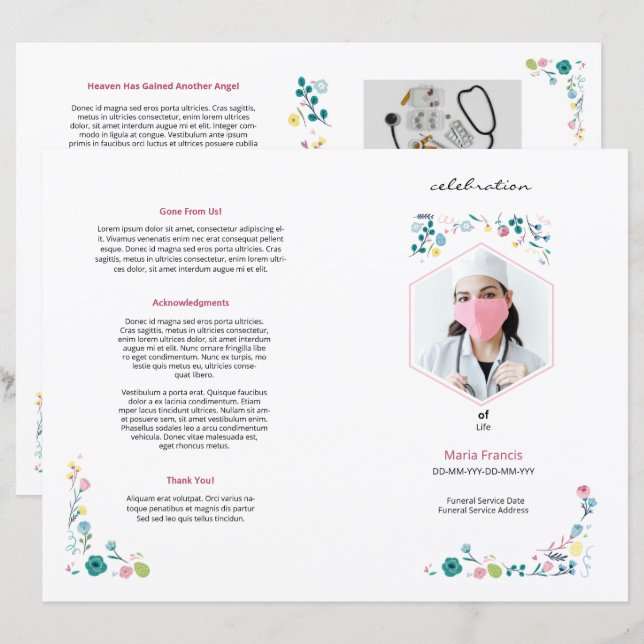 Plantilla de folleto funerario imprescriptible (Anverso / Reverso)