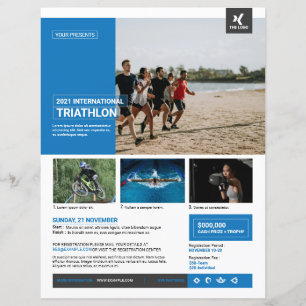 Plantilla de folleto para evento de triatlón