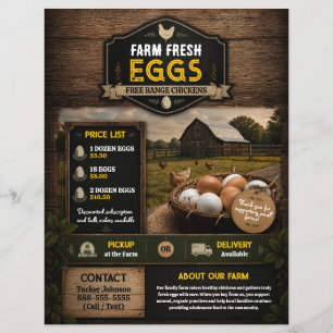 Plantilla de Folleto para la Venta de Huevos Fresc