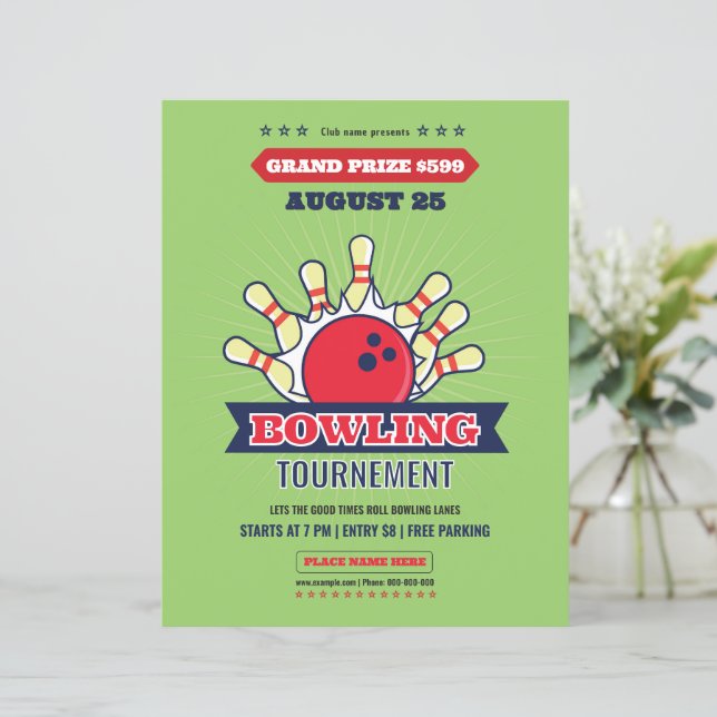 Plantilla de Folleto para Torneo de Bolos (Anverso de pie)