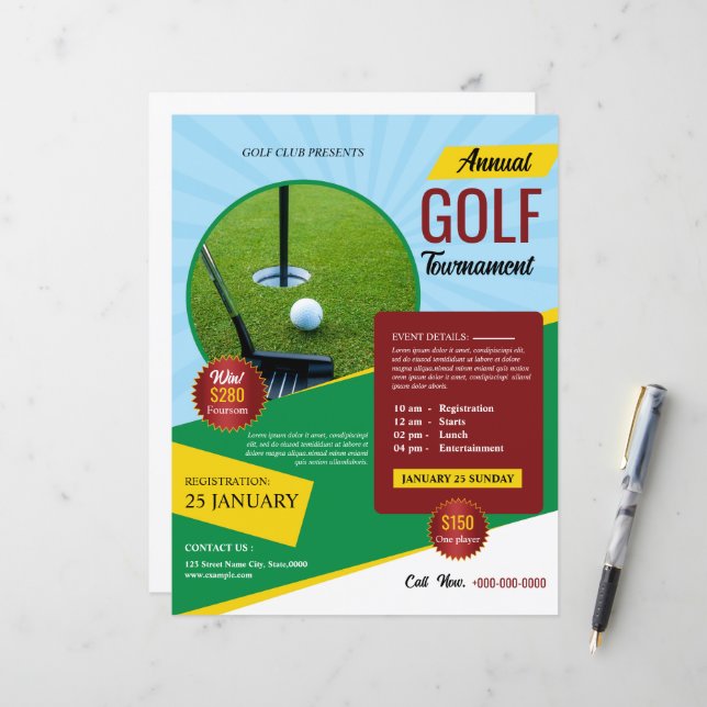 Plantilla de Folleto para Torneo de Golf (Anverso/Reverso In Situ)