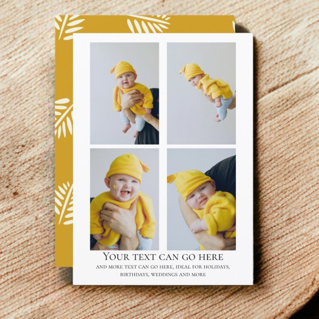 Plantilla de fondo con patrón de foto y hoja (4 Photo and leaf pattern back template flat cards from Ricaso. Make your own for many occasions)