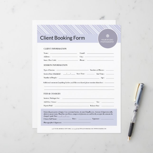 Plantilla de formulario de contrato de cliente fot (Anverso/Reverso In Situ)