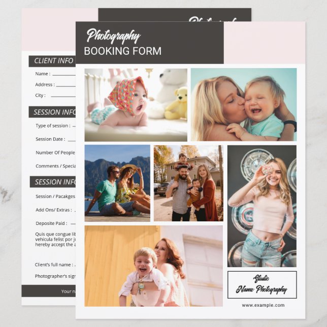Plantilla de formulario de contrato de fotógrafo (Anverso / Reverso)