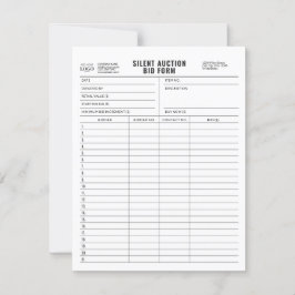 Plantilla de formulario de puja de subasta silenci