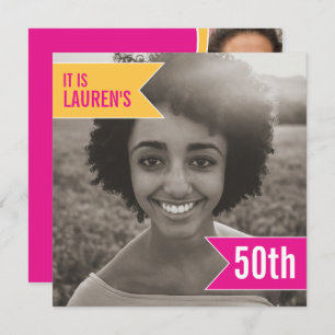 Plantilla de foto de bandera brillante 50 cumpleañ