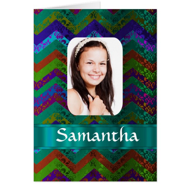 plantilla de foto de cheurón verde azulada (Frente)