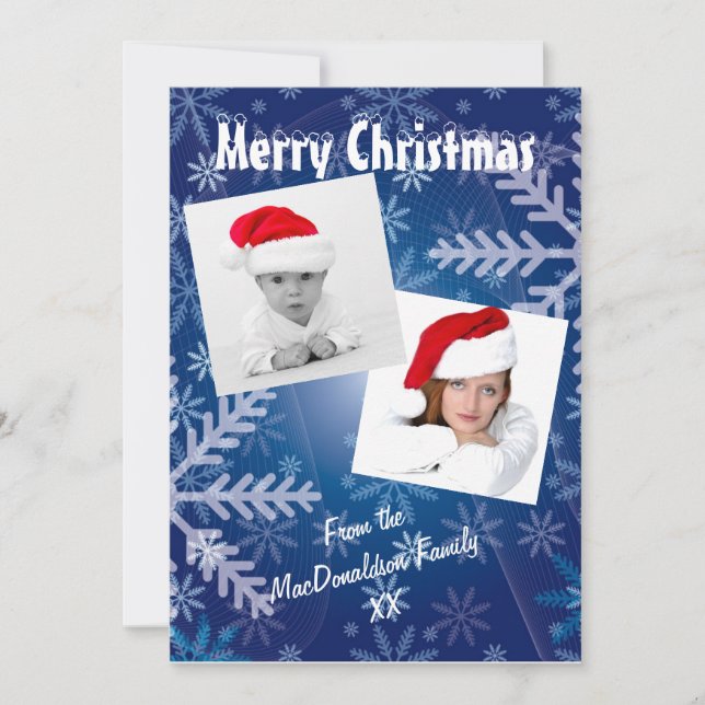 Plantilla de foto de copo de nieve azul Navidad (Anverso)