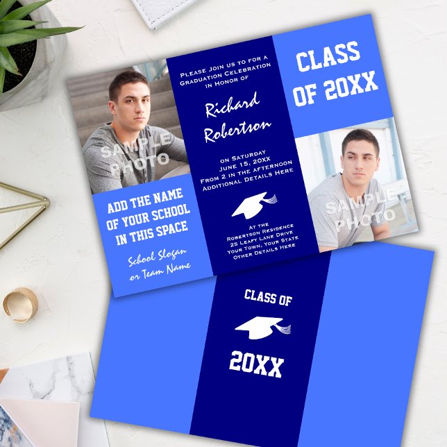 Plantilla de foto de graduación clásica azul y bla (Subido por el creador)
