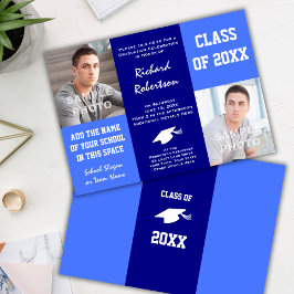 Plantilla de foto de graduación clásica azul y bla