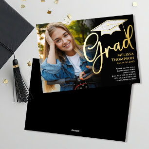 Plantilla de foto de graduación de guión dorado si