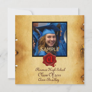 PLANTILLA DE FOTO DE GRADUACIÓN PARCHMENT Red Wax 