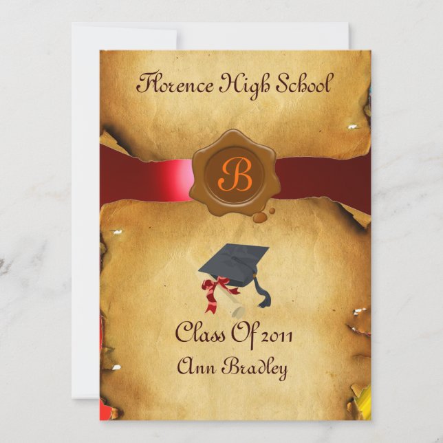 PLANTILLA DE FOTO DE GRADUACIÓN PARCHMENT Red Wax  (Anverso)