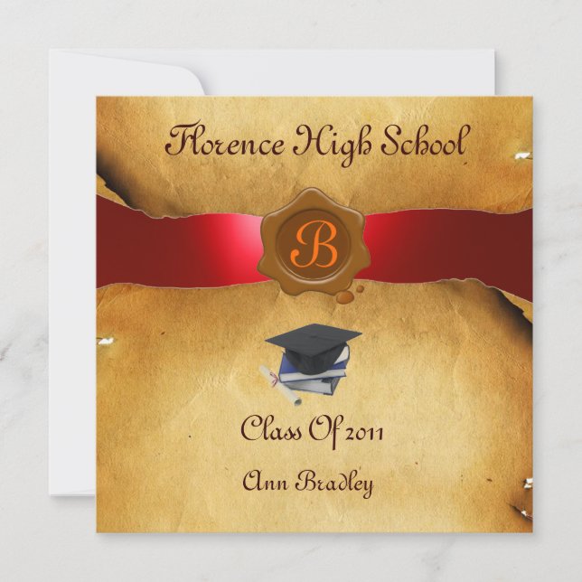 PLANTILLA DE FOTO DE GRADUACIÓN PARCHMENT Red Wax  (Anverso)