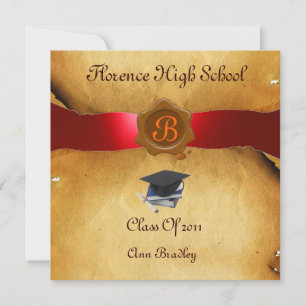 PLANTILLA DE FOTO DE GRADUACIÓN PARCHMENT Red Wax 
