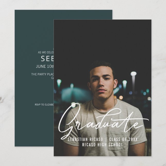 Plantilla de foto de graduado personalizada (Anverso / Reverso)