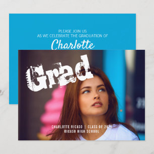 Plantilla de foto de graduado personalizada azul