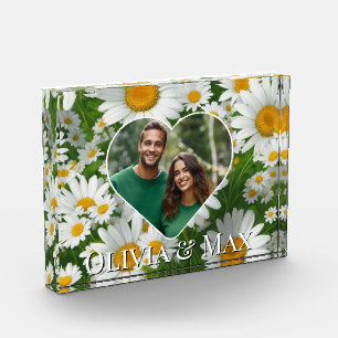 Plantilla de foto de margarita floral retro blanca