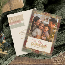 Plantilla de foto de Navidad con borde de tartán I