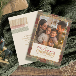 Plantilla de foto de Navidad con borde de tartán I