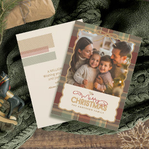 Plantilla de foto de Navidad con borde de tartán I